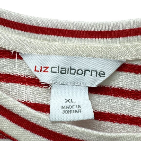 Liz Claiborne Red Stripe Top Size XL Womens Long Sleeve Tee Nautical NWT - Picture 5 of 9